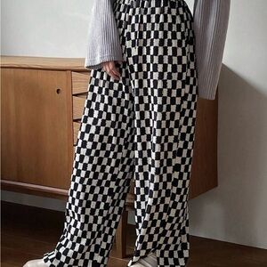 Stylish Black and White Checkered Women's Pants